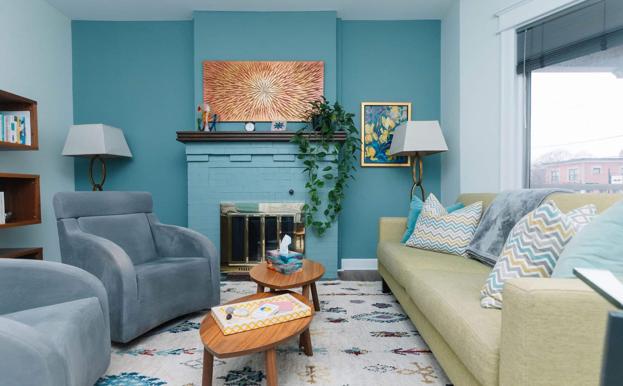 Cozy living room with colorful decor